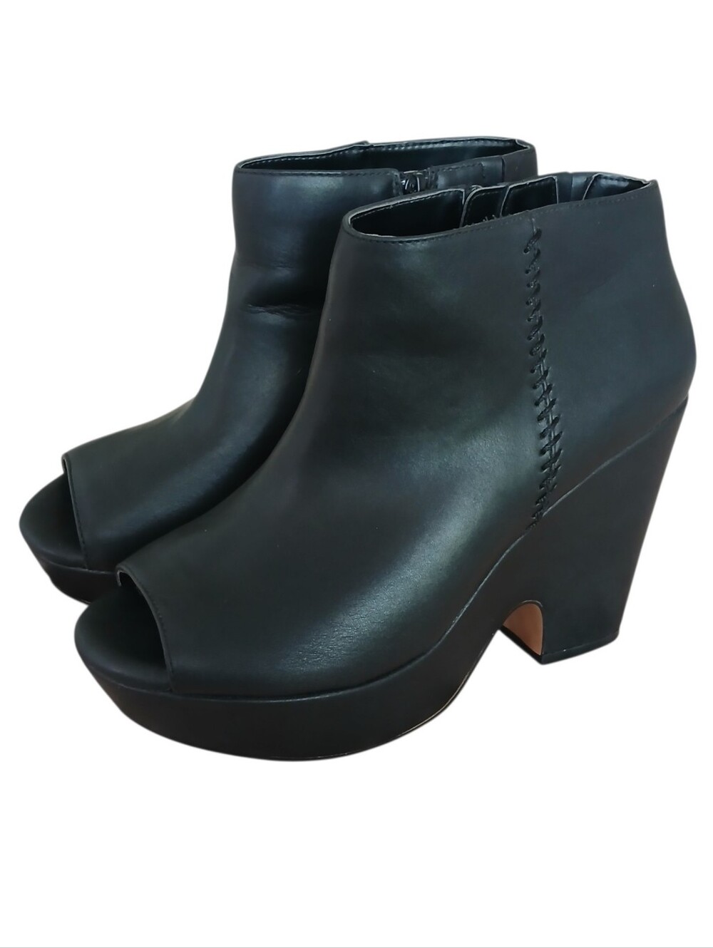 TORRID Platform Peep Toe Cutout Wedge Women's 10 WIDE Black Vegan Whimsigoth